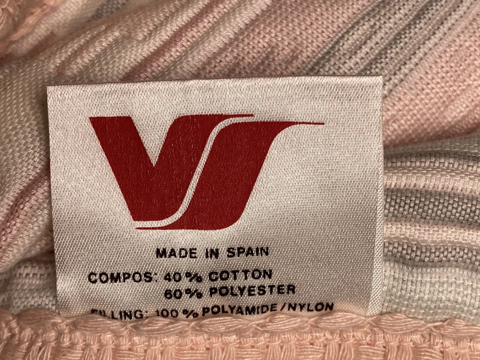 VS Spain Peach Pastel Bedspread Coverlet Heavy Stripe 60/40 Poly Cotton VGC - Image 3 of 4
