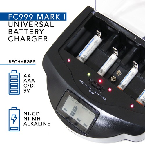 Alkaline Ni-Mh Ni-Cd Smart Charger FC999 for AA AAA AAAA C D 9V 9 Volt Cell - Picture 2 of 12
