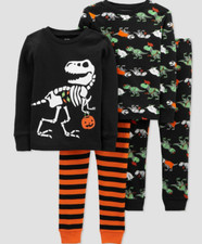 NEW Just One You by Carter's Dinosaur Glow In The Dark 4 Pcs Pajama Set Size 2T