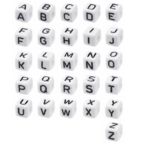Buchstabenwürfel 10 mm, Acrylbuchstaben, Schnullerkettenmaterial Auswahl A-Z - Bild 1 von 27