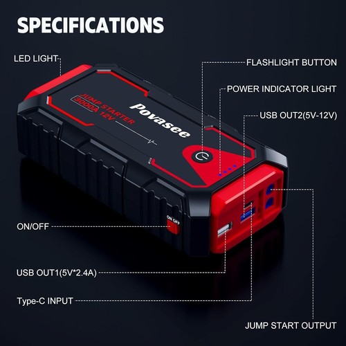 Jump Starter 3000A Peak Jump Starter Battery Pack, 12V Jump Box for Car Battery - Picture 7 of 9