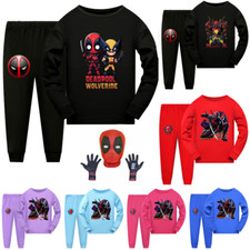 Kids Girls Boys Deadpool + Wolverine Nightwear Tops Pant Outfit Pyjamas Pjs Set