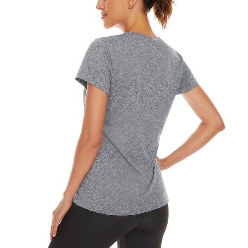 Women's V Neck Workout Shirts Short Sleeve Quick Dry T-Shirts Yoga Athletic Tops - Picture 3 of 61