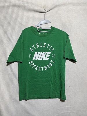 Nike Shirt Mens Large Green White Short Sleeve Swoosh Logo