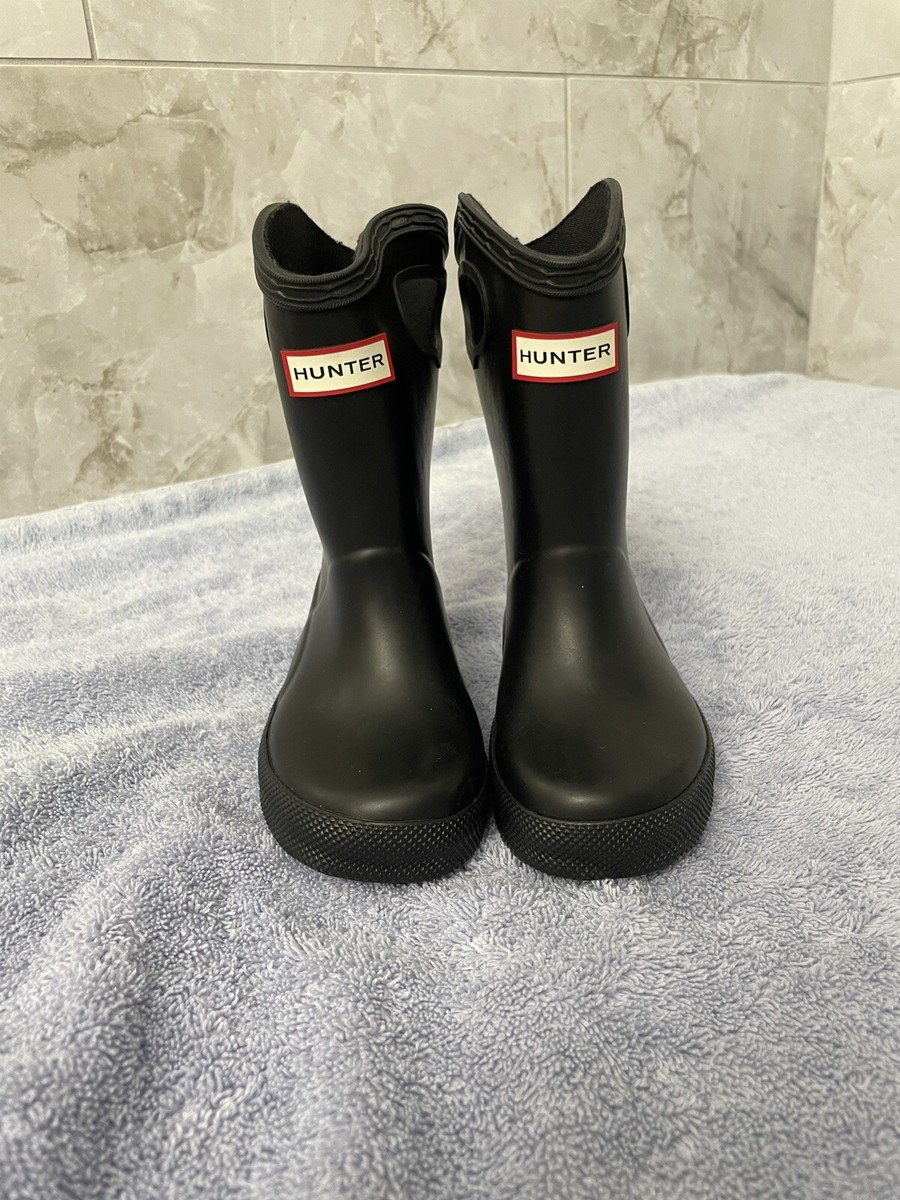 HUNTER KIDS FIRST CLASSIC Pull-On Unisex Black Rain Boots (US Boys,  Girls)