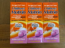 3Pk - Children's Motrin Pain Reliever Fever Reducer - 4oz each Exp 8/26 SEALED