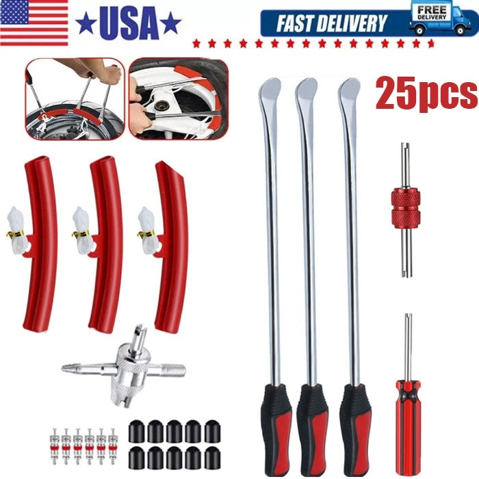 25PCS Steel Tire Spoon Lever Iron Kit Professional Motorcycle Tyre Changing Tool