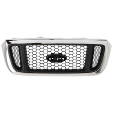 Grille For 2004-2005 Ford Ranger Chrome Shell W Silver Insert Plastic
