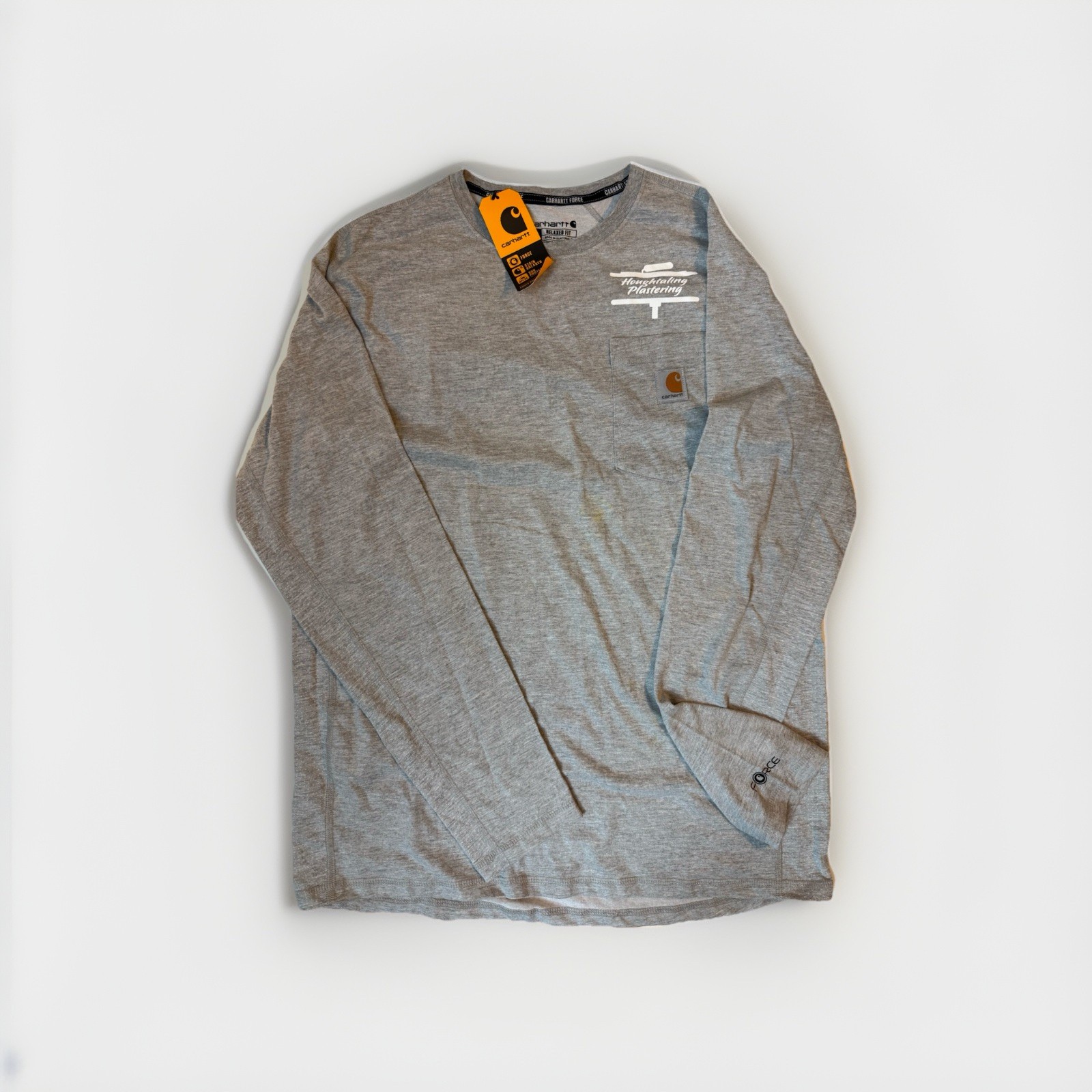Carhartt Force Long Sleeve Pocket T Shirt Mens M Gray Relaxed Fit