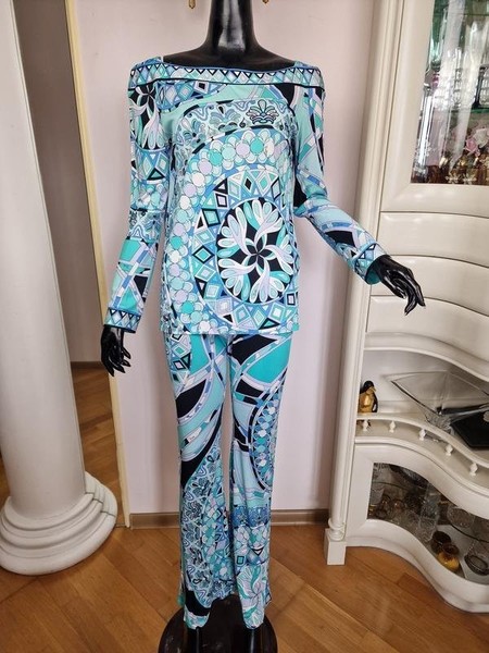 Women Emilio Pucci Suit Turquoise Viscose 36