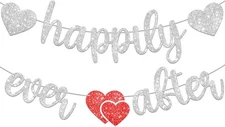 KatchOn, Silver Happily Ever After Banner - 10 Feet | Glitter 