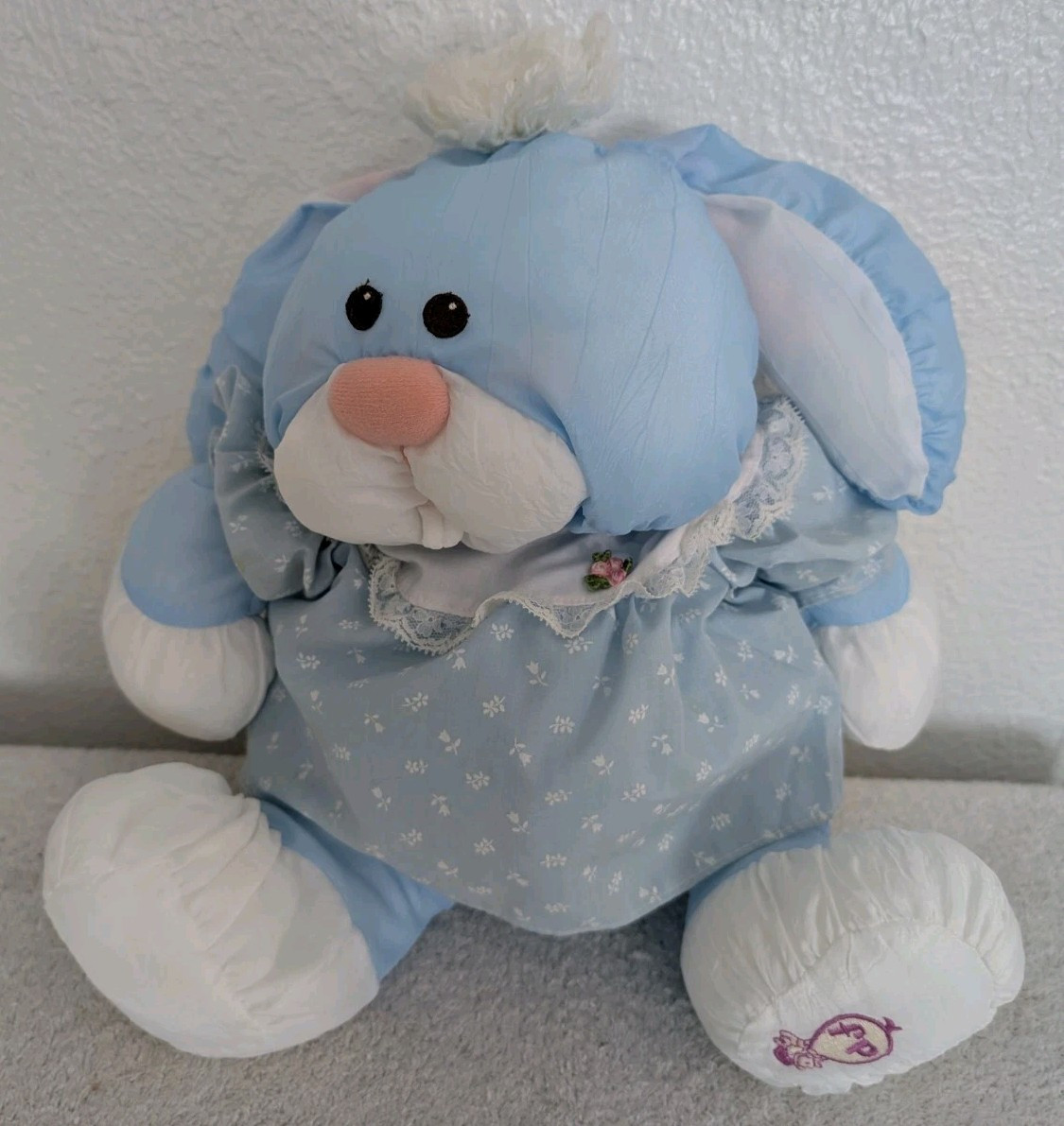 Vintage Fisher Price Puffalump Blue Bunny Rabbit Plush Toy w