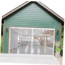 Magnetic Garage Door Screen 16x7ft Mesh Net Curtain, Pets for 16x7ft White