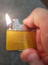 Vintage Rodan Petrol Lighter – Germany 1950s/60s – Yellow Leather, Working