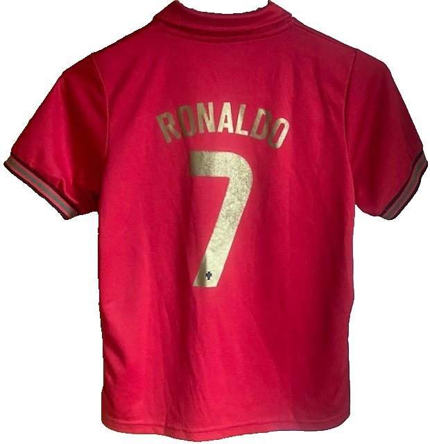 Portugal Ronaldo #7 Soccer Jersey Red Youth Size 24 Football