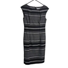 CK Calvin Klein Career Dress 8 Stripes Shades Of Gray Black Monochromatic Size 8