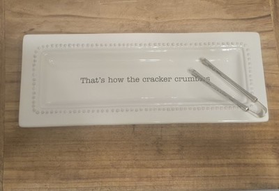 Mud Pie  That s How the Cracker Crumbles  Serving Tray w/ Tongs