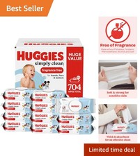 Huggies Simply Clean Unscented Baby Diaper Wipes, 11 Flip-Top Packs 704 Wipes...
