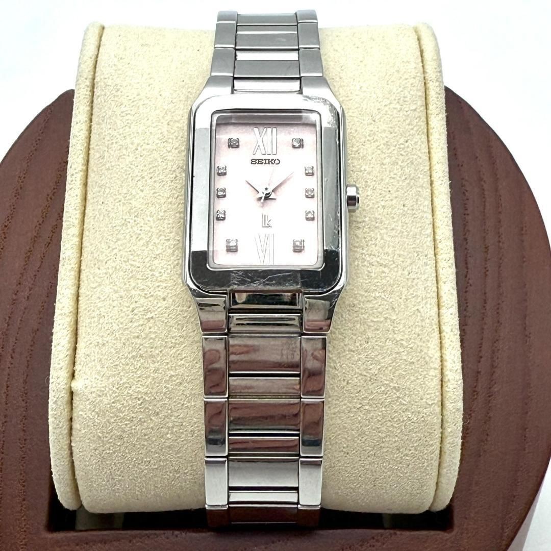Seiko Lukia Rectangular Case Watch with Stone Ind… - image 3
