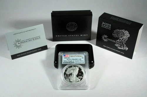 2025-W Laser Privy First Strike PR69 DCAM American Eagle Silver Proof + OGP