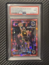 2023 PSA 9 Stephen Curry #30 City Edition Red Ice Prizm #’d/99 Hoops Premium NBA