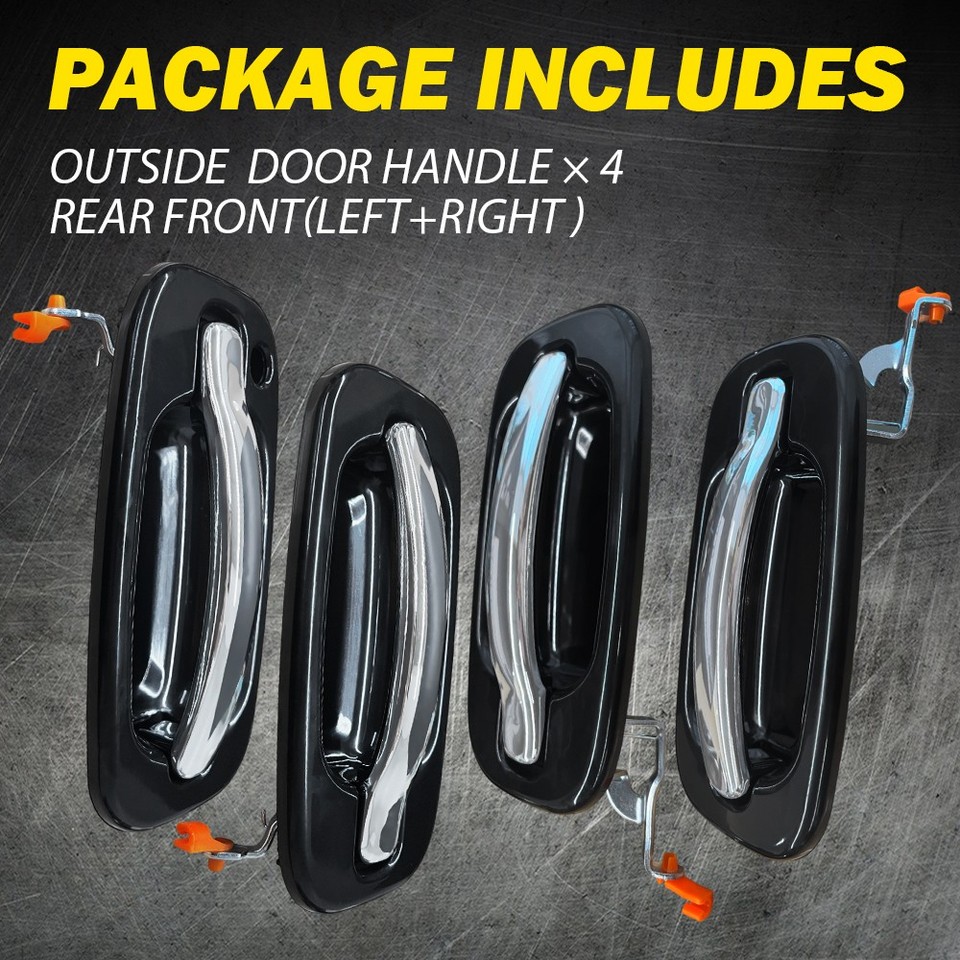 4pc NEW Outside Door Handles Set Smooth Black For 99-06 Silverado Tahoe Sierra - Foto 7