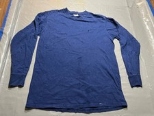 Vintage Nike Long Sleeve T Shirt Navy Embroidered Logo Made In USA (Medium Fit)