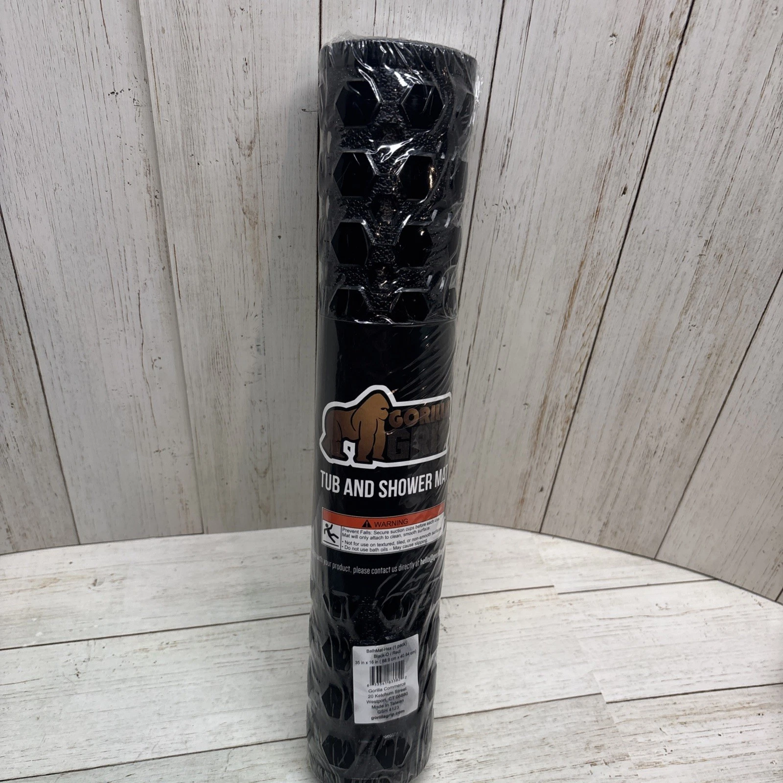 GORILLA GRIP Patented Bath Tub Shower Hexagon (35" x 16"), Black (Opaque)