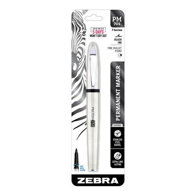 Zebra Pen PM-701 Permanent Marker, Stainless Steel Barrel, Fine Bullet Tip, Blac
