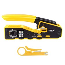 Pass Through RJ45 Crimp Tool for Cat5e Cat6a Cat7 Cat8 Ethernet Crimper