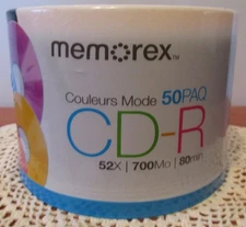 NIP Memorex CD-R Cool Colors 50 Pack  700MB 80 Min. 52X Blank Disks