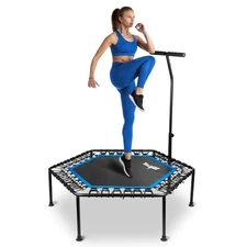 YES4ALL 48-INCH REBOUNDER TRAMPOLINE WITH ADJUSTABLE HANDLE BAR - BLACK