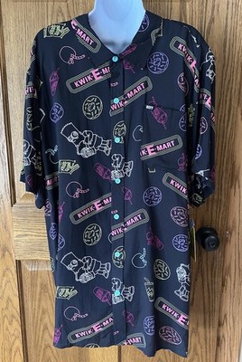 NWT Neff Simpsons Kwik-E-Mart Black Button Down Shirt Size 2XL