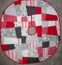 North Pole Frosty Penguins 48" Christmas Tree Skirt Patchwork Quilted Handmade