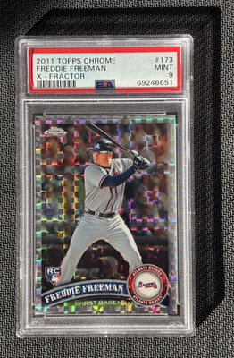 2011 TOPPS CHROME FREDDIE FREEMAN RC X-FRACTOR ROOKIE #173 Braves PSA 9  