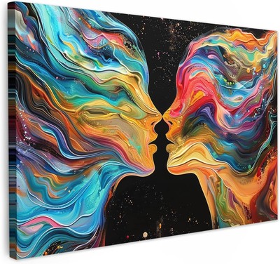 Modern People Leinwand Wandbild 30x20cm schwarz gerahmt Deko einfach aufhängen