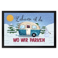 Zuhause Ist Da, Wo Wir Parken Winter FußMatte XL In 40X60 Cm Mit Camper-Motiv