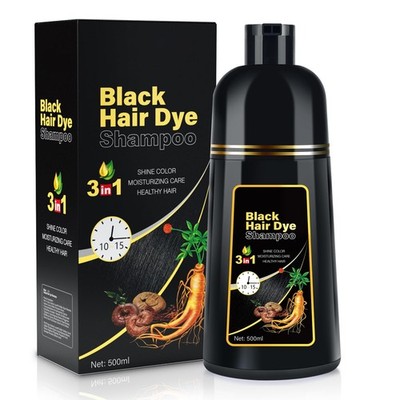 Black Hair Dye Shampoo 3 in 1 Champu Para Canas for Gray Hair Coverage, Natur...