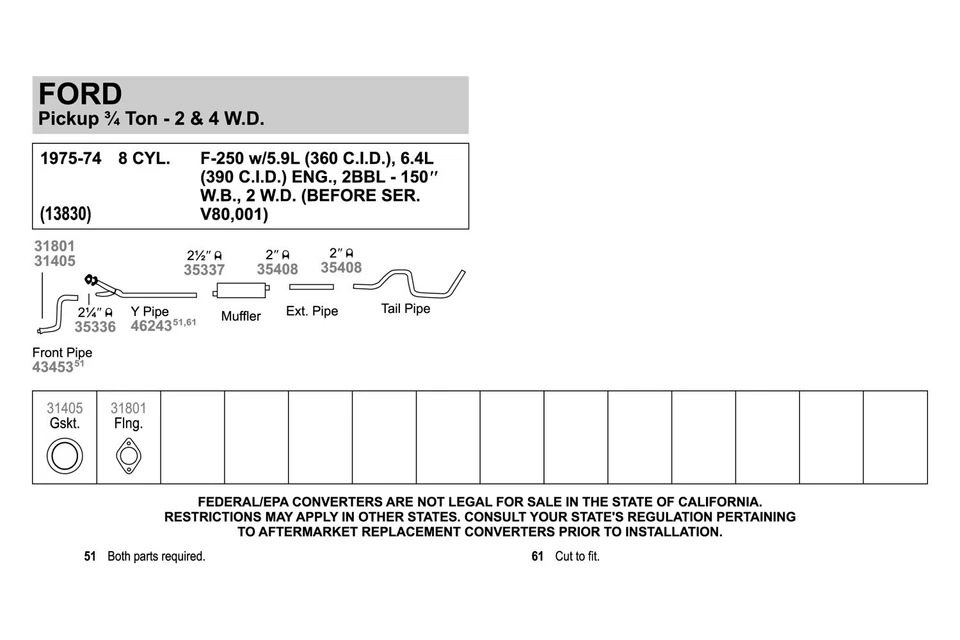 For Ford F-150 75-76 Fiber & Metal Laminate Donut Exhaust Pipe Flange Gasket Foto 2 de 4