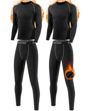 Youth Boys Thermal Underwear Set Compression Fleece Lined Leggings with Athle...