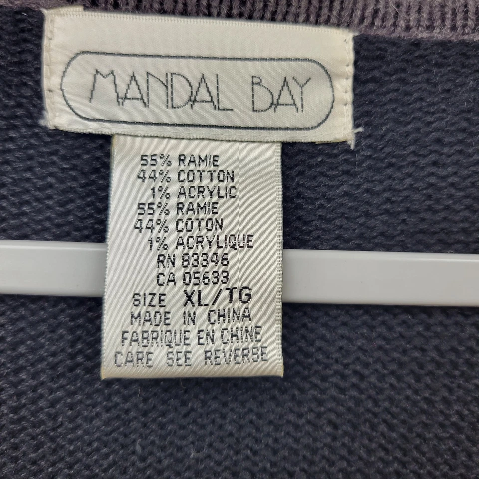 Vintage Mandal Bay Cardgan Womens XL Black Knit Santa Snowman Holiday Sweater - Image 3 of 4