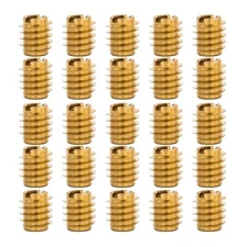 25 Pack 1/4-28 Brass Knife Threaded Insert for Hard-Wood 0.500" Length