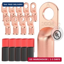 10 PCS Listed 2/0 AWG - 3/8 Battery Cable Lugs, Heat Shrink Ring Terminals ...
