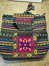 Embroidered Jerusalem Shoulder Bag with Colorful Pattern and Strap
