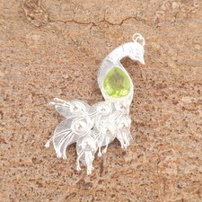 August Birthstone Pear Natural Peridot 925 Silver Wife New Fine Pendant Jewelry