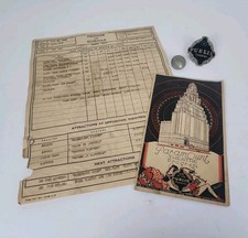 1930s Paramount Publix Theatres Lot- Employee Badge, Button, Program & Schedule