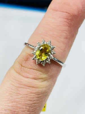 TJC silver,yellow sapphire and zircons ring UK size O/P new with tag