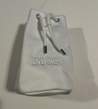 DIOR White Drawstring Cosmetic Makeup Pouch Bag