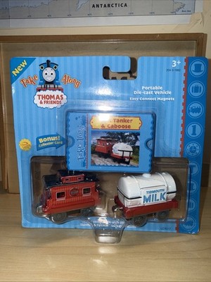 MILK TANKER & CABOOSE ! THOMAS FRIENDS TRAIN TAKE Along n play Diecast NEW CARD