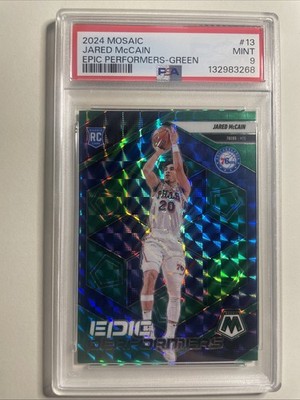 2024-25 Panini Mosaic - Epic Performers Jared McCain #13 Green Mosaic (RC) PSA 9